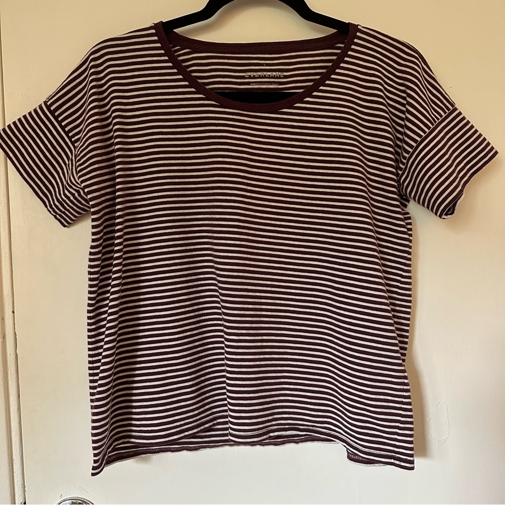 Everlane burgundy striped tee